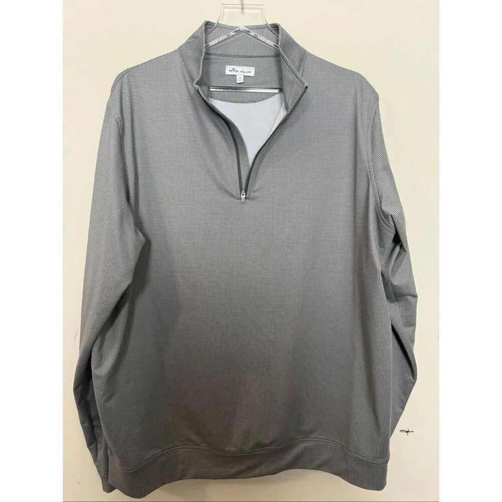 Peter Millar Perth Performance Quarter Zip Pullover Mens XL Gray Capri Logo